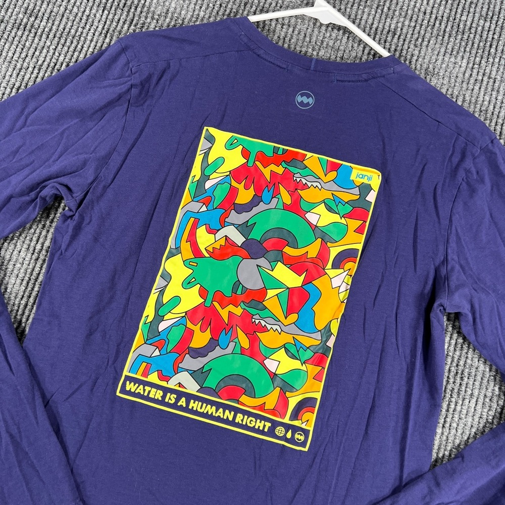 Janji Shirt Womens Medium Blue Long Sleeve Shirt Active Casual Graphic Back